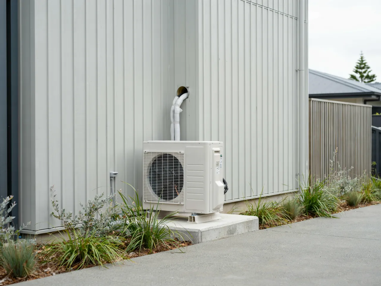 Heat pump outdoor unit on a Whangarei home